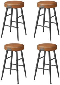 Vasagle ECHO Kollektion Barhocker, 4er Set, Barstuhl, Küchenstuhl, Kunstleder, 76,2 cm hoch, für Küche, Esszimmer, einfacher Aufbau, karamellbraun LBCDE290K01