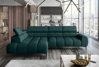 Stylefy Plazetti Ecksofa Velours KRONOS Links Grün