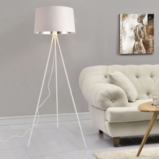 Lux.pro 'Manchester' Stehleuchte, Metall / Stoff weiß, Höhe 150 cm