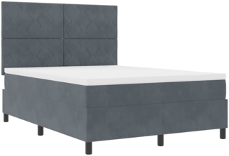 vidaXL Boxspringbett mit Matratze Dunkelgrau 140 x 190 cm Samt 3343377