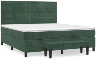 vidaXL Boxspringbett mit Matratze Dunkelgrün 180x200 cm Samt 3137920