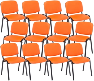 CLP 12er Set Besucherstuhl Ken Kunstleder mit robustem Metallgestell und gepolsterter Rückenlehne,orange