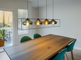 Pendelleuchte LAMYA 4-flammig mit Glasschirmen Bunt, Breite 100cm