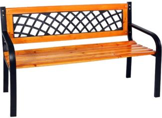 Gartenbank Parkbank Massivholz Metall pulverbeschichtet 120x52x74cm