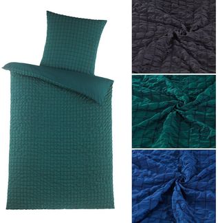 Visaggio Bettwäsche Seersucker Bettbezug Set Quadrat Gestreift, Seersucker, 2 teilig, Pflegeleicht, kühlend, Sommer Bettwäsche