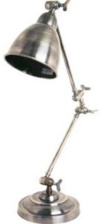 Casa Padrino Tischleuchte Antik Silber 11 x H 50 cm - Leuchte - Schreibtischleuchte - Büroleuchte