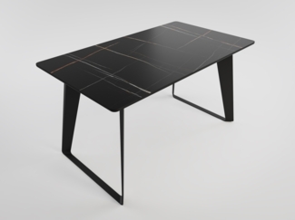 Esstisch FLORINT 140x80cm schwarze Keramikplatte schwarze Design-Tischkufen : Schwarz