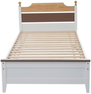 HAUSS SPOLE Holzbett Einzelbett Holzbett Bettrahmen Kinderbett Jugendbett (90x200 cm, Kiefernholzrahmen mit Mittelfuß), ohne Matratze