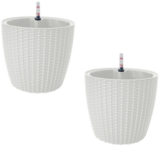 HTI-Living Blumentopf Blumentopf Hydro Ø 27 cm 2er Set Nessa Weiß (Set, 2 St, 2 Hydrotöpfe), mit Wasserspeicher und Wasserstandsanzeiger