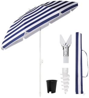 Sekey Sonnenschirm Ø180 cm Balkonschirm Terrassenschirm mit Schutzhülle und Bodenhülse, LxB: 180,00x180,00 cm, UV-Schutz 50+, höhenverstellbar, beidseitig um 30° knickbar