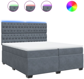 vidaXL Boxspringbett mit Matratze Dunkelgrau 200x200 cm Samt 3293309