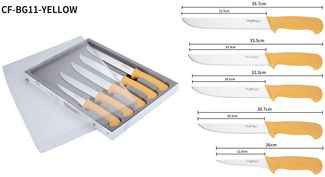 Messer BBQ Grill Fleischmesser Kochmesser Set 5-tlg. Cheffinger CF-BG11 gelb