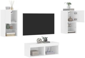 vidaXL 4-tlg. TV-Wohnwand mit LED-Leuchten Weiß 3216569