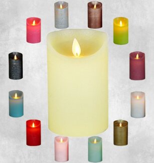 LED Echtwachskerze Wachskerze Stumpenkerze Kerze mit Timer flammenlos elfenbein