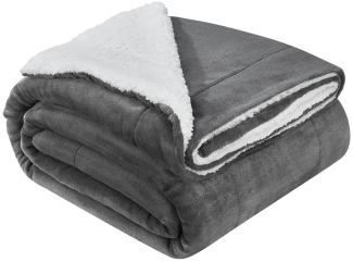 Juskys Fleecedecke, Sherpa / Fleece dunkelgrau, 150x200 cm