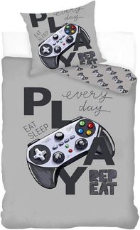 KK Shopping Kinderbettwäsche Bettwäsche Set Gamer Play 2 tlg. 135x200 cm (80x80 cm), 1 teilig, Langlebig