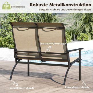 COSTWAY Gartenbank, Adirondack Bank für 2-Personen, mit Rückenlehne, 400kg