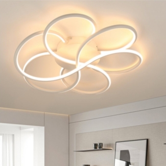 WILGOON LED Deckenleuchte Modern 60W LED Deckenlampe in Blumenförmiges Design Deckenbeleuchtung, LED fest integriert, Warmweiß 3000K, 60x13cm Deckenlampe für Whonzimmer Schlafzimmer Esszimmer