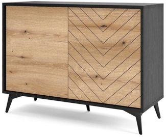 Lomadox Kommode DALE-160, Anrichte Wohnzimmer schwarz Eiche 104x77x39 cm