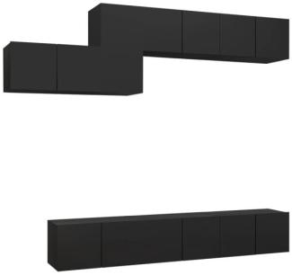 vidaXL 7-tlg. TV-Schrank-Set Schwarz Spanplatte [3078834]