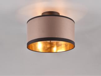 LED Deckenleuchte mit Stoffschirm in Taupe/Gold, Ø 30cm