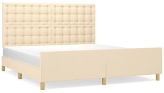 Doppelbett mit Kopfteil Stoff Creme 180 x 200 cm