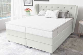 99rooms Hermes Boxspringbett 160x200 cm Kunstleder MADRYT Weiß Taschen-Federung