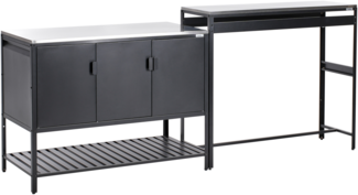 Outdoor-Küchenset mit Bartisch 2-teilig MAENZA Metall Schwarz