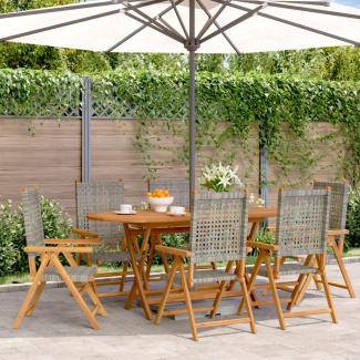 vidaXL Gartenstuhl Verstellbar 6 Stk. Grau Poly Rattan Massivholz 3214524