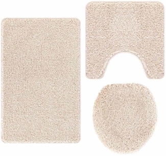 vidaXL Anti-Rutsch Badematten-Set 3 pcs Creme 50 x 50 cm PP 4019866