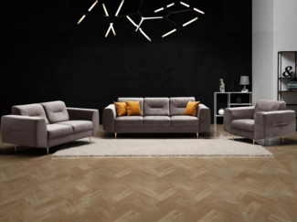 Beautysofa Polstergarnitur im modernen Stil auf hohen Metallbeinen VENEZIA, (Sessel + 2-Sitzer Sofa + 3-Sitzer Sofa im modernes Design), mit Metallbeine, Couchgarnituren aus Velours