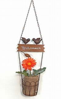 Hänger 18338 Pflanzhänger Blumenampel mit Vögel "Willkommen" 70cm