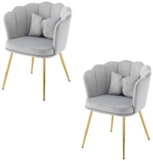 Merax Polsterstuhl mit Schleife Zierkissen (2 St), Esszimmerstuhl mit goldenen Metallbeine,Sessel,Samt,für Schminktisch