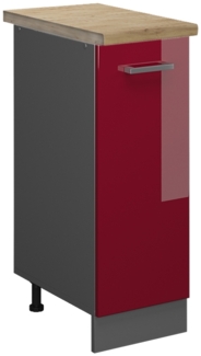 Apothekerschrank R-Line Rot Hochglanz 30 cm , AP Eiche Vicco