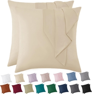Vielit Kissenbezug 80x80 Beige Mikrofaser 2er Set Öko-Zertifikat Hypoallergen