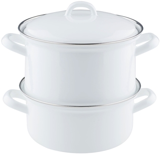 RIESS 0286-033 Kartoffelkocher mit Emailledeckel 18 cm, Classic Weiss / Dünsttopf