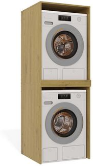 Raumhirsch Furniture Waschmaschinenumbauschrank für zwei Geräte – stabiler Waschmaschinenschrank (Waschmaschinenschrank für Trockner und Waschmaschine Überbauschrank)