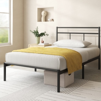 ZINUS Bettgestell Florence Square mit Kopfteil (Schwarz, 90x200 cm), Doppel/Einzelbett