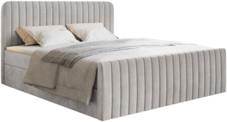 Selsey 'Saliano' Boxspringbett mit Bettkasten, Topper und Samtbezug, Greige, 200x200 cm