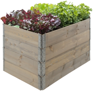 Hochbeet aus Holz 120 x 80 x 80 cm Palettenrahmen 4-teilig stapelbar Pflanzbeet Garten Balkon in grau