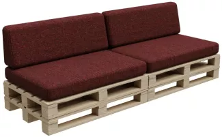 Gutekissen®, Palettenkissen, Palletenpolster, Gartenkissen, Palettenauflagen, Sofa, Kissen, Polster, Auflagen Indoor Outdoor PFBG (2X Set (120x80 + 120x35), Bordeauxrot)