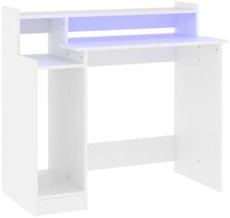 Schreibtisch mit LEDs, Holzwerkstoff, Weiß, 97 x 45 x 90 cm