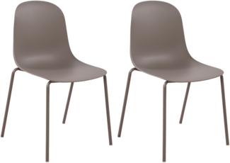 CLP 2er Set Stühle Hardin, stapelbare gartenstühle, wetterfest und UV-beständig,taupe