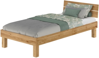 Schönes Massivholzbett Einzelbett 90x200 Eiche geölt Zubehör wählbar V-60.88-09ohne Zubehör