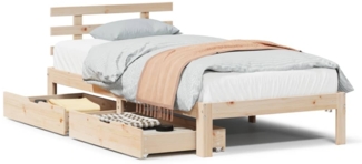 vidaXL Massivholzbett mit Schubladen 100x200 cm Kiefer 3302006