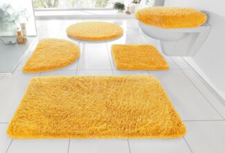 my home Badematte Merida, Badvorleger, Badezimmer Teppich, Höhe 32 mm, rutschhemmend beschichtet, fußbodenheizungsgeeignet, schnell trocknend, strapazierfähig, Kunstfaser, 2-tlg. Stand-WC Set, Badteppich, Uni Farben, rechteckig, rund & als 2-tlg. Set e...