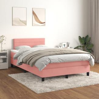 vidaXL Boxspringbett mit Matratze Rosa 120x200 cm Samt 3141358