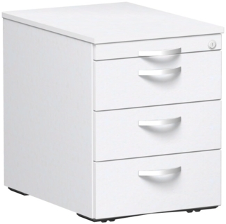 Rollcontainer 3 Kunststoff-Schubfächer und Utensilienschubfach, 44x60cm, Weiß