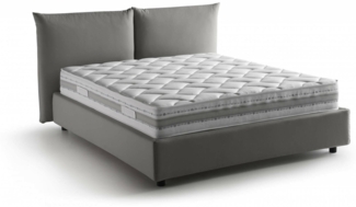 Dmora Arpino-Doppelbett, Bettkasten mit Stoffbezug, 100 % Made in Italy, Öffnung vorne, inklusive Matratze 160 x 190 cm, Grau