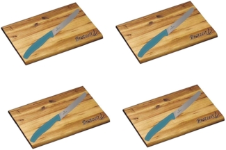 Kesper 8-TLG. Brotzeitbrett-Set Frühstücksbrett Frühstücksbrettchen Holz Akazie Essbrett Schneidbrett XL Set Brotzeit extra groß!